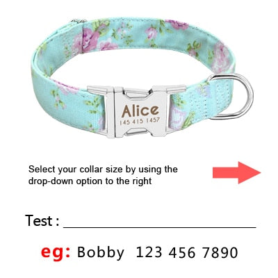 Adjustable Nylon Personalized Collar