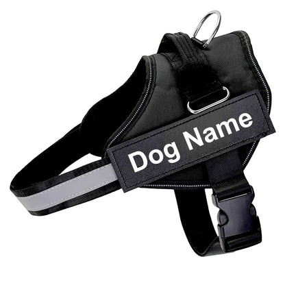 Reflective Adjustable Dog Harness with Custom Name Label